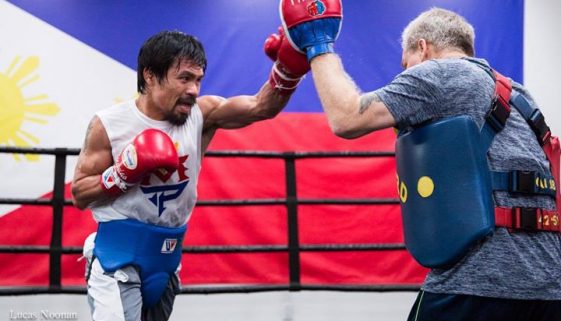 Manny Pacquiao sparring with Freddie Roach