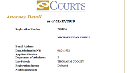 Michael Cohen disbarred