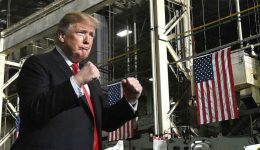 Trump with American flags