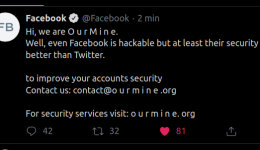 Facebook hacked on Twitter
