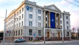 NATO flag on Latvia's MFA building