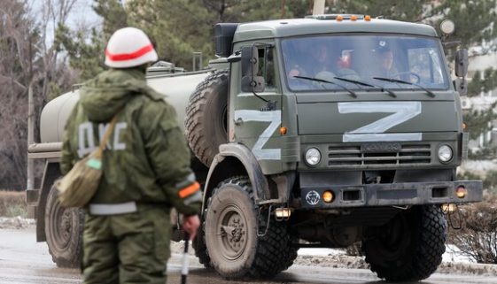 Letter Z on Russian military truck