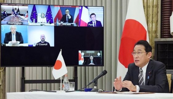Japanese PM Kishida on Zoom call with Boris Johnson, other world leaders