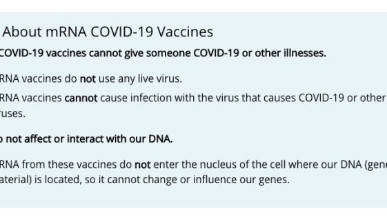 CDC page on mRNA vaccines revised