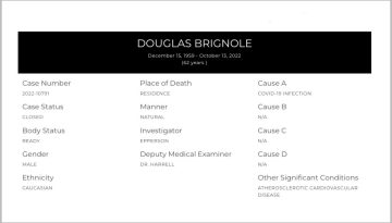Medical Examiner's report on Douglas Brignole's death