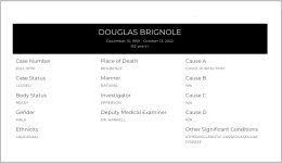 Medical Examiner's report on Douglas Brignole's death